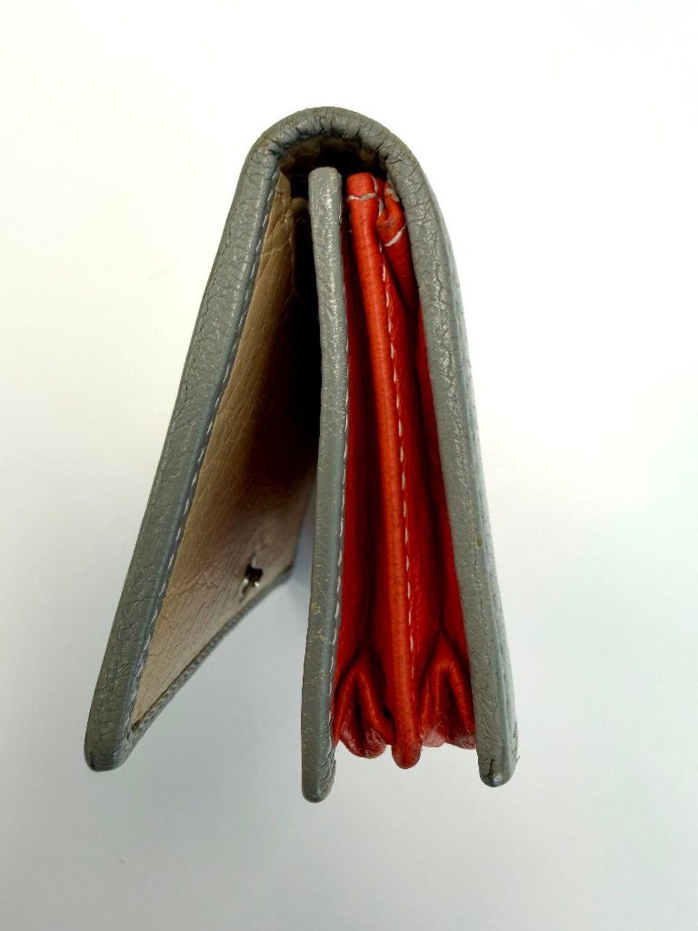 Balenciaga Bazaar Small Leather Wallet - Orange, White, Grey Beige Paper Leather - Picture 6 of 13